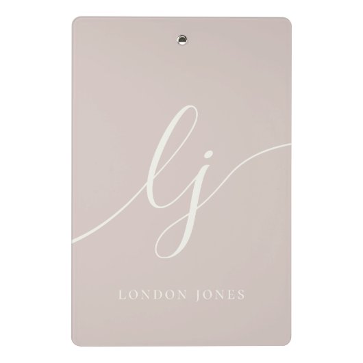 Monogram Initials Beruflich Minimal Rose Elfenbein Mini Klemmbrett (Rückseite)