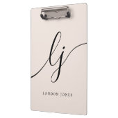 Monogram Initials Beruflich Minimaler Skriptname Klemmbrett (Links)