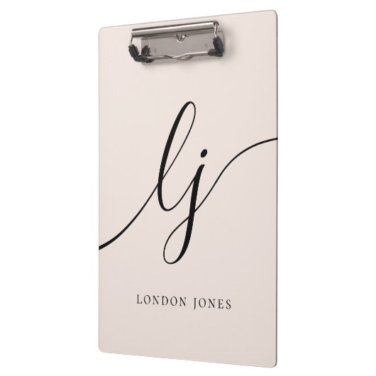 Monogram Initials Beruflich Minimaler Skriptname Klemmbrett (Links)