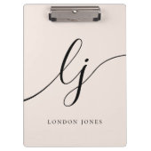 Monogram Initials Beruflich Minimaler Skriptname Klemmbrett (Vorderseite)