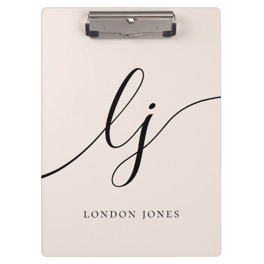 Monogram Initials Beruflich Minimaler Skriptname Klemmbrett (Vorderseite)