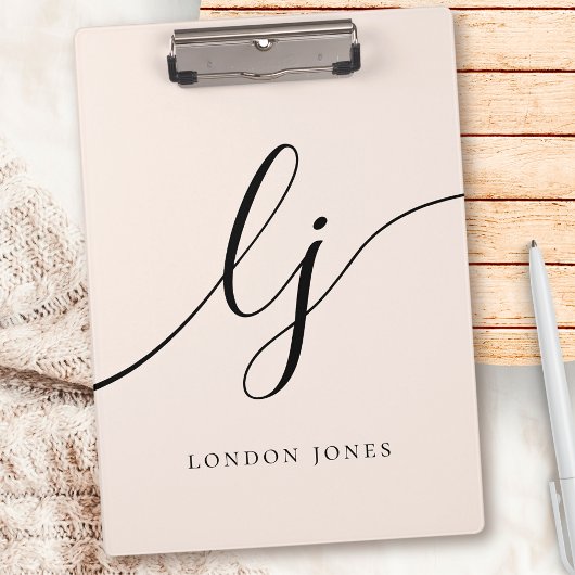 Monogram Initials Beruflich Minimaler Skriptname Klemmbrett