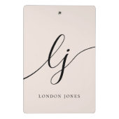 Monogram Initials Beruflich Minimaler Skriptname Mini Klemmbrett (Rückseite)