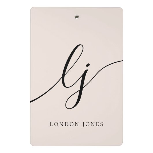 Monogram Initials Beruflich Minimaler Skriptname Mini Klemmbrett (Rückseite)