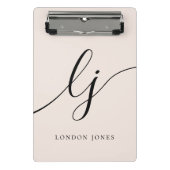 Monogram Initials Beruflich Minimaler Skriptname Mini Klemmbrett (Vorderseite)