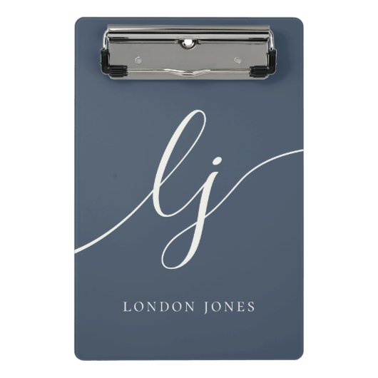 Monogram Initials Beruflich Minimaler Skriptname Mini Klemmbrett (Vorderseite)