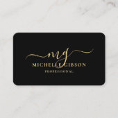 Monogram Initials Berufliche Minimal Black Visitenkarte (Vorderseite)