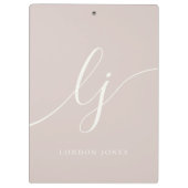 Monogram Initials Berufliche Rose Elfenbeinskript Klemmbrett (Rückseite)