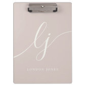 Monogram Initials Berufliche Rose Elfenbeinskript Klemmbrett (Vorderseite)