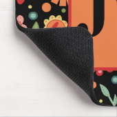 Monogram Initials Black Fun Floral Inspirivity Mousepad (Ecke)