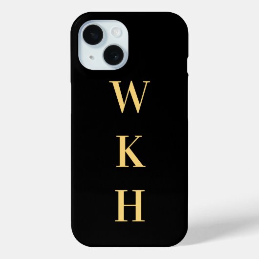 Monogram Initials Black Gold Case-Mate iPhone Hülle (Rückseite)
