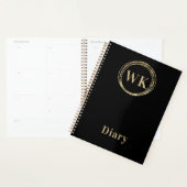Monogram Initials Black Gold Circles Diary Planer (Anzeige)