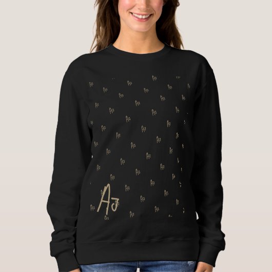 Monogram Initials Black Gold Sweatshirt (Vorderseite)