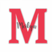 Monogram Initials Black Red Individuelle Name Colo Aufkleber (Vorderseite)