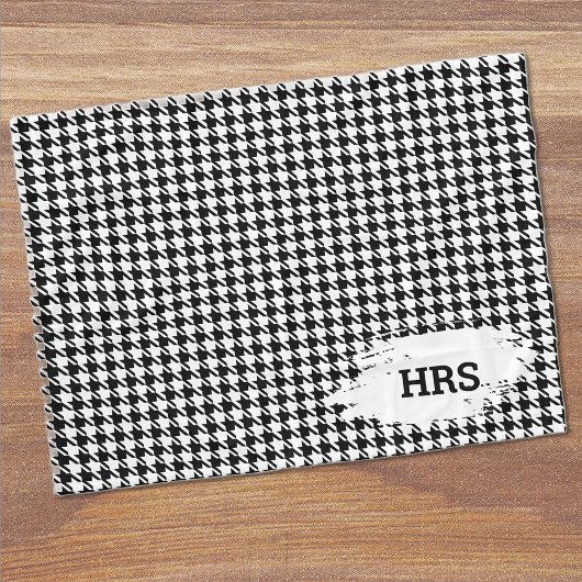 Monogram Initials Black & White Houndstooth Fleece