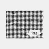 Monogram Initials Black & White Houndstooth Fleece (Vorderseite (Horizontal))