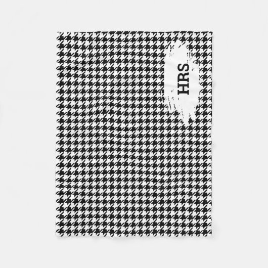 Monogram Initials Black & White Houndstooth Fleece (Vorderseite)