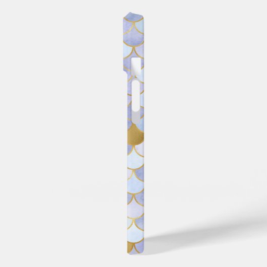 Monogram Initials Blue Gold Mermaid Scales Case-Mate iPhone Hülle (Rückseite / Links)