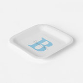 Monogram Initials Blue Individuelle Name Baby Shoo Pappteller (Gewinkelt)