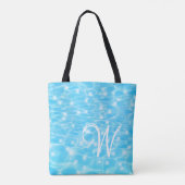 Monogram Initials blue water rippwater texture Tasche (Rückseite)