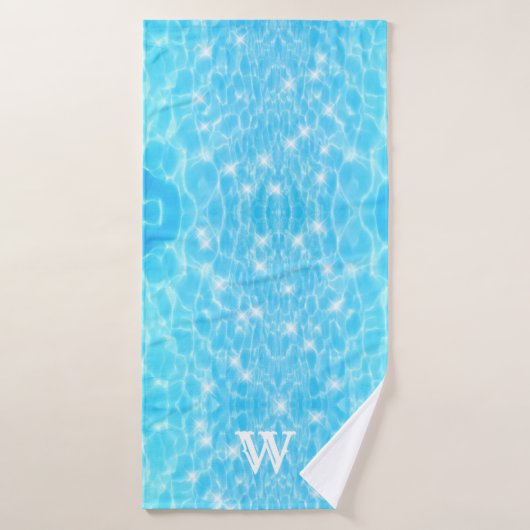 Monogram Initials blue water rippwater textures Badehandtuch (Badehandtuch)