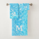 Monogram Initials blue water rippwater textures Badhandtuch Set (Insitu)