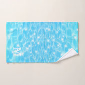 Monogram Initials blue water rippwater textures Badhandtuch Set (Handtuch)