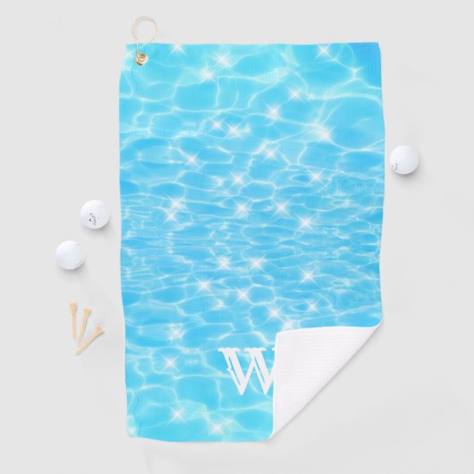 Monogram Initials blue water rippwater textures Golfhandtuch (Insitu)