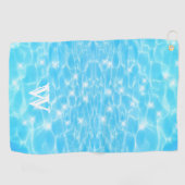 Monogram Initials blue water rippwater textures Golfhandtuch (Horizontal)