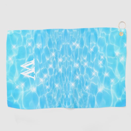 Monogram Initials blue water rippwater textures Golfhandtuch (Horizontal)