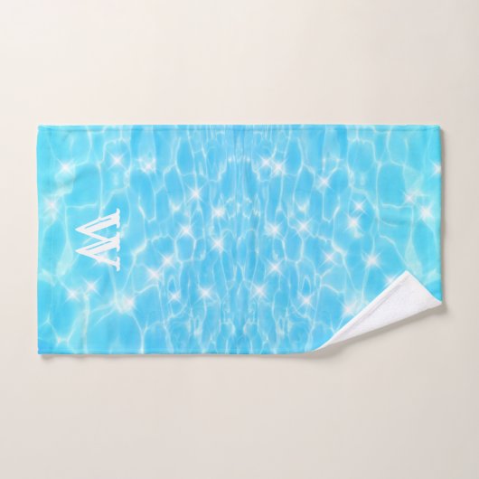 Monogram Initials blue water rippwater textures Handtuch (Handtuch)