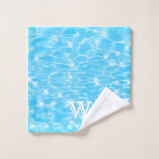 Monogram Initials blue water rippwater textures Waschlappen (Waschlappen)