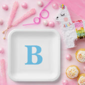 Monogram Initials Blue White Baby Dusche Custom Pappteller (Party)