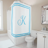 Monogram Initials Blue White Custom Script Name Duschvorhang (Beispiel)