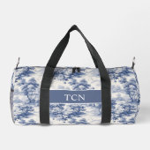 Monogram Initials Blue White Toile Pattern Duffle Bag (Rückseite)