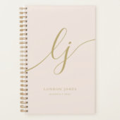 Monogram Initials Business Blush Gold Script Name Planer (Vorderseite)