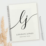 Monogram Initials Business Planner Elfenbeinschrif Planer<br><div class="desc">Monogram Initials Business Planner Elegantes Elfenbeinschwarzes Script</div>