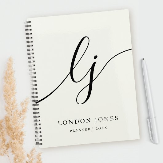 Monogram Initials Business Planner Elfenbeinschrif Planer
