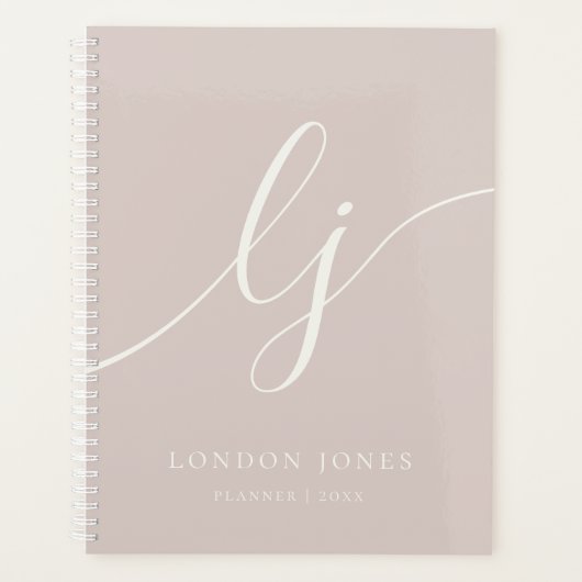 Monogram Initials Business Planner Rose Rosa Elfen Planer (Vorderseite)