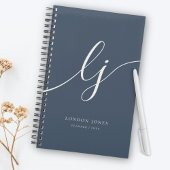 Monogram Initials Business Planner Script Navy Planer