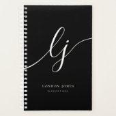 Monogram Initials Business Schwarz-weiß Initials Planer (Vorderseite)