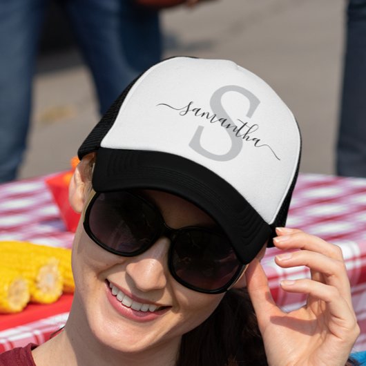 Monogram Initials Calligraphy Minimalistisch Truckerkappe