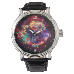 Monogram Initials Cassiopeia, Milky Way Supernova Armbanduhr