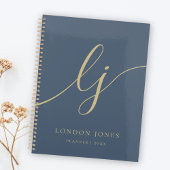 Monogram Initials Chic Navy Gold Business Planner Planer