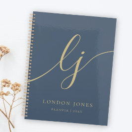 Monogram Initials Chic Navy Gold Business Planner Planer