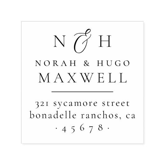 Monogram Initials Couples Rücksendeadresse Permastempel (Design)