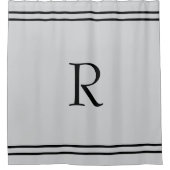 Monogram Initials Custom Name Black Stripes Grey Duschvorhang (Vorderseite)