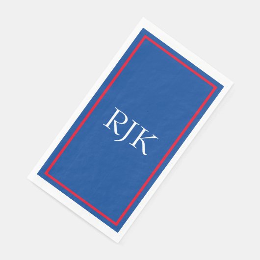 Monogram Initials Custom Red Blue White 2023 Serviette (Ecke)