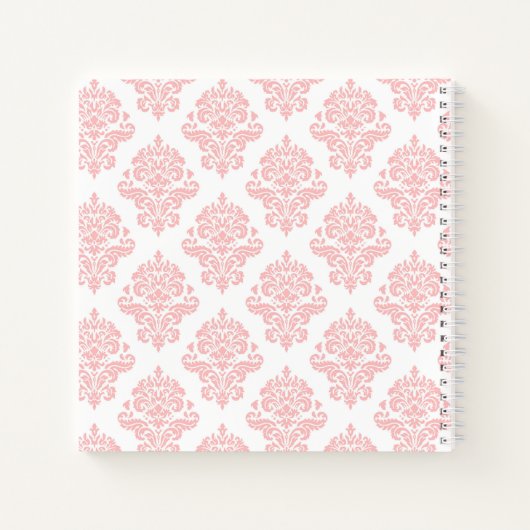 Monogram Initials Damask Peach Notebook Notizblock (Rückseite)