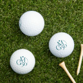 Monogram Initials Dark Aquamarin Crown Stars Gebur Golfball (Insitu Gras)